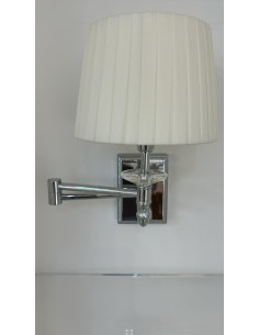 Applique da lettura in ottone cromato con doppio snodo e paralume panna, E14 | Porreca -PORRECA