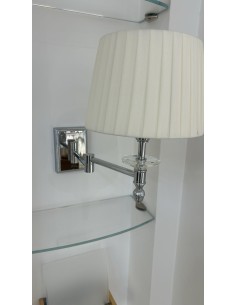 Applique da lettura in ottone cromato con doppio snodo e paralume panna, E14 | Porreca -PORRECA 2