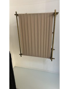 Applique effetto gabbia in ottone brunito con paralume in tessuto tortora, E27 | Porreca -PORRECA