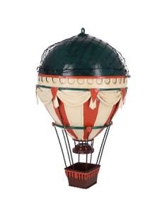Mongolfiera decorativa da appendere in metallo bianco e verde, H 35 cm | Bolzonella