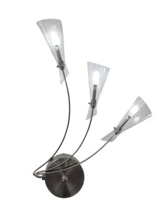 Applique Callea 3 calle in nickel satinato e vetro trasparente, 3 G4, H 50 cm | Perenz -PERENZ