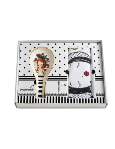 Le Pupazze set canovaccio e poggiamestolo in ceramica decorata | Egan -EGAN