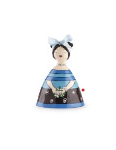 Campanella portafortuna Le Pupazze in ceramica smaltata blu e nero, 7x11 cm | Egan -EGAN