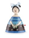 Campanella portafortuna in ceramica smaltata blu e nero  sagoma donna collezione Le Pupazze