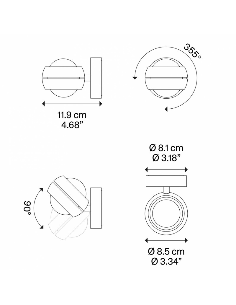 Applique Nautilus Mini orientabile con lente convessa, metallo bianco opaco, LED 3000K | Lodes -LODES - STUDIO ITALIA