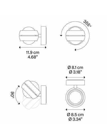 Applique Nautilus Mini orientabile con lente convessa, metallo bianco opaco, LED 3000K | Lodes -LODES - STUDIO ITALIA
