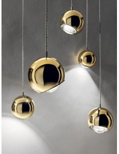 Lampada a sospensione LED Spider sfera in metallo oro lucido, base bianca, 7 W | Lodes -LODES - STUDIO ITALIA 2