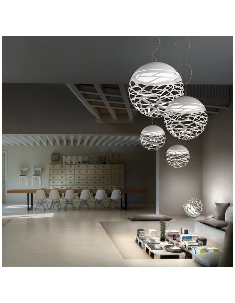 Lampada a sospensione Kelly sfera Ø 40 in metallo taglio laser bianco opaco, 3 E27 | Lodes -LODES - STUDIO ITALIA