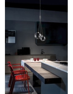 Lampada a sospensione LED Random 3 sfere in vetro soffiato cromo sfumato, 3 W | Lodes -LODES - STUDIO ITALIA