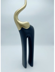 Statua Elefante stilizzato portafortuna in resina nera e oro, 50 cm | Petite Fantasie -PETITE FANTASIE