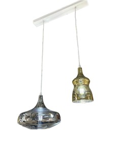 Lampada a sospensione Unique 2 pendenti in vetro soffiato cromo e oro, E27 | Lodes -LODES - STUDIO ITALIA