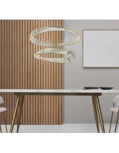 Lampadario LED Strauss Ø 80 cm a doppio cerchio oro con cristalli, 3000/4000/6000K | Leolux -LEOLUX