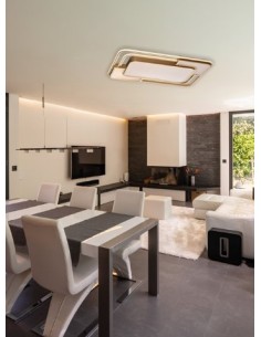 Plafoniera LED Genesis 64x44 cm in oro sabbiato, 97 W con switch CCT | Leolux -LEOLUX