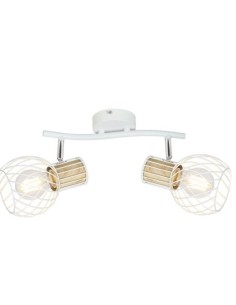 Faretto Luise a 2 luci parete o soffitto in metallo bianco effetto legno, E27 | Globo Lighting -GLOBO LIGHTING