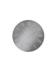 Orologio da parete Mira Ø 60 cm in vetro specchio fumé, numeri argento a rilievo | Abitarte -ABITARTE