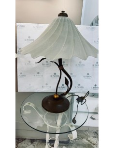 Lume classico 3 luci in ottone e oro con paralume in vetro scavo Ø 50, E27 | Falb -FALB