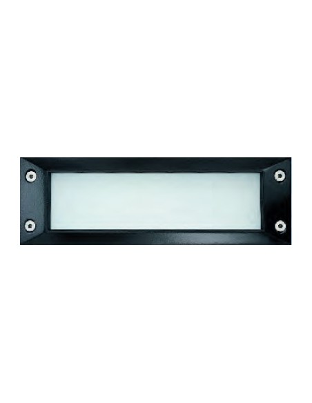 Segnapasso da incasso Input rettangolare in alluminio nero e vetro, E27 | Arealite -AREALITE