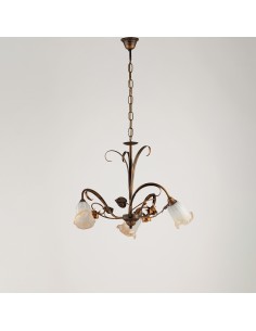 Lampadario Cestino a 3 luci in ferro battuto marrone e oro, 54 cm | Bonetti Illumina -BONETTI ILLUMINA