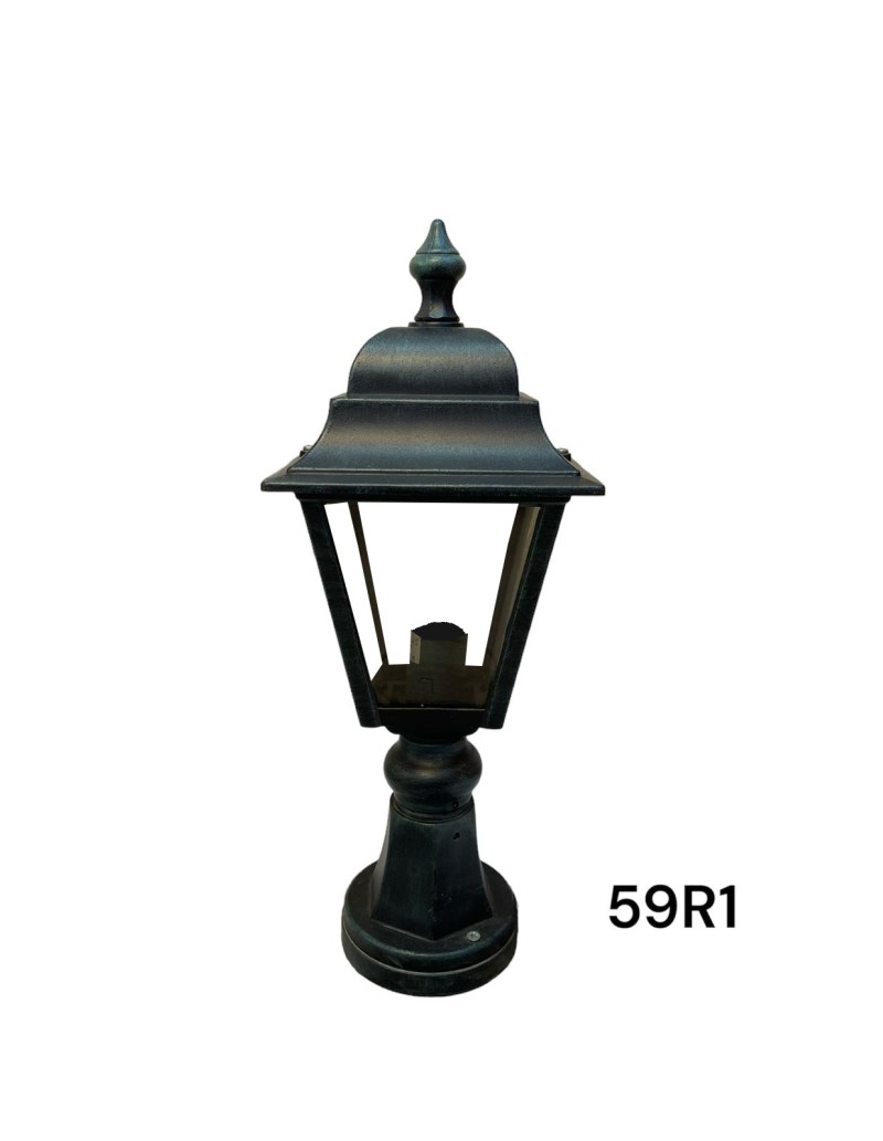 Mini palo da giardino Nano H 47 cm con lanterna in alluminio nero-verde, E27 | Moretti -MORETTI