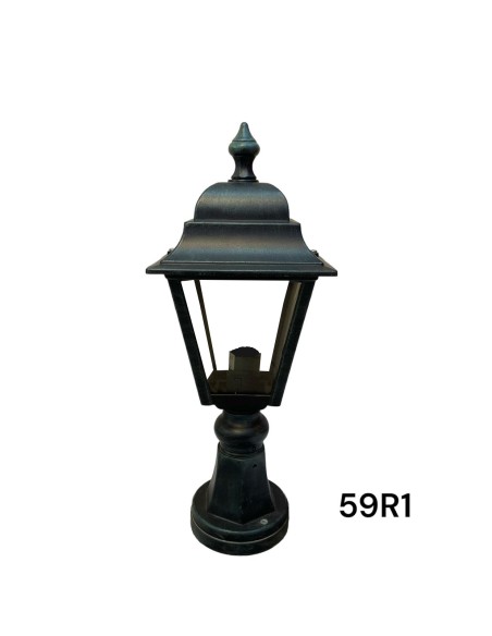 Mini palo da giardino Nano H 47 cm con lanterna in alluminio nero-verde, E27 | Moretti -MORETTI