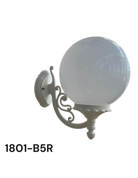 Applique da esterno a lampara con sfera in alluminio e plastica bianca, E27 | Liberty Lamp -LIBERTY LAMP