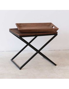 Tavolino Plateau con vassoio in legno e struttura in metallo, H 56 cm | Innova Living -INNOVA LIVING