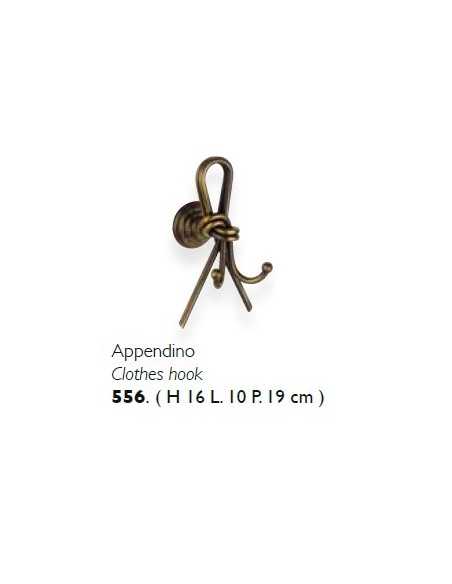 Appendino doppio gancio classico country Nodo in ottone brunito, fatto a mano | Flab -FLAB