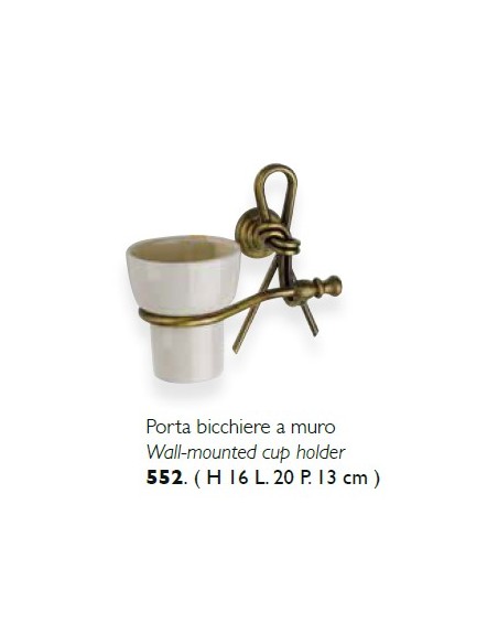 Bicchiere porta spazzolini classico country Nodo in ottone brunito, fatto a mano | Flab -FLAB