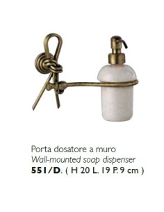 Dispenser sapone Nodo in ottone brunito e ceramica avorio craquelé, fatto a mano | Flab -FLAB