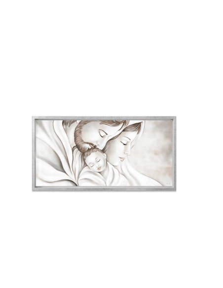 Capezzale con soggetto sacro su tela decorata e cornice argento 120x60 cm | Artidea -ARTIDEA