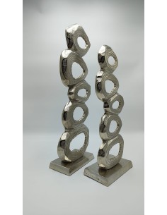 Set 2 sculture astratte Sequence in metallo argentato, H 50 e 41 cm | Innova Living -INNOVA LIVING