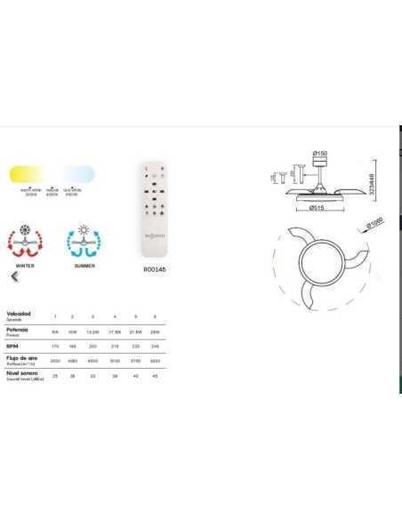 Plafoniera con ventilatore Mistral LED 50 W CCT e pale a scomparsa, Ø 106 cm | Mantra -MANTRA