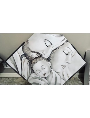 Capoletto a rombo Sacra Famiglia con cornice tortora, 85x58 cm | Artidea -ARTIDEA