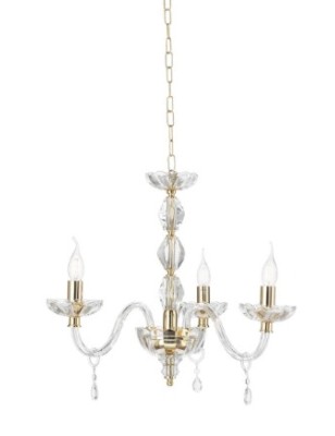 Lampadario Brigida a 3 luci in cristallo e vetro con finiture oro, Ø 70 cm | Ondaluce -ONDALUCE 2