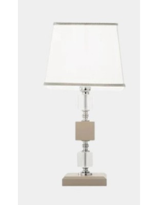 Lampada da tavolo Livia in cristallo tortora con montatura cromo, H 45 cm, E14 | Ondaluce -ONDALUCE 2