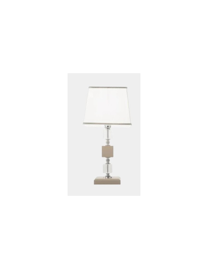 Lampada da tavolo Livia in cristallo tortora con montatura cromo, H 45 cm, E14 | Ondaluce -ONDALUCE