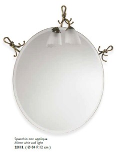 Specchio tondo con applique classico country Nodo in ottone brunito, fatto a mano | Flab -FLAB