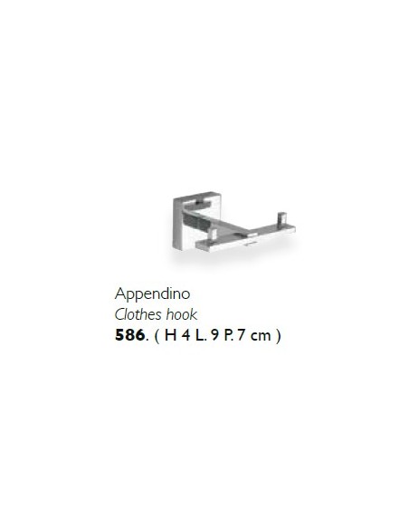 Porta accappatoio doppio da parete moderno Gamma in ottone cromato, fatto a mano | Flab -FLAB
