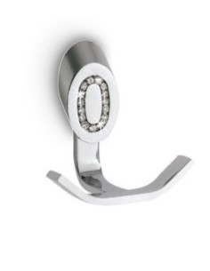 Porta accappatoio doppio gancio Osiride in ottone cromato con cristalli bianchi | Flab -FLAB