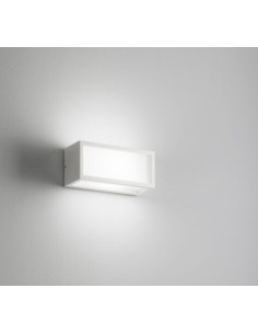 Applique squadrata Dèco in alluminio bianco con luce su 3 lati, E27, IP54 | Affralux -AFFRALUX