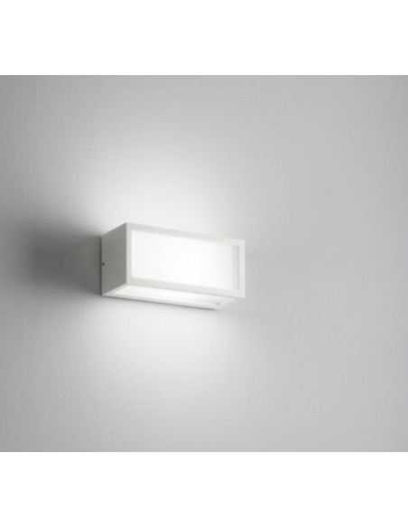 Applique squadrata Dèco in alluminio bianco con luce su 3 lati, E27, IP54 | Affralux -AFFRALUX