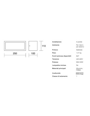 Applique squadrata Dèco in alluminio bianco con luce su 3 lati, E27, IP54 | Affralux -AFFRALUX 2