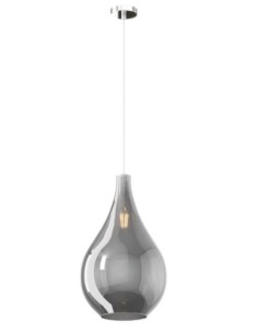 Lampada a sospensione Drop a goccia Ø 26 in vetro soffiato fumè, base cromo, E27 | Top Light -TOP LIGHT