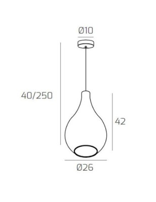 Lampada a sospensione Drop a goccia Ø 26 in vetro soffiato fumè, base cromo, E27 | Top Light -TOP LIGHT 2