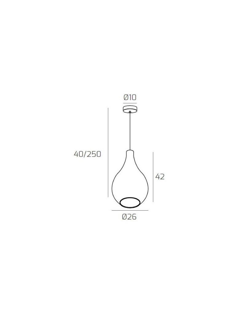 Lampada a sospensione Drop a goccia Ø 26 in vetro soffiato fumè, base cromo, E27 | Top Light -TOP LIGHT