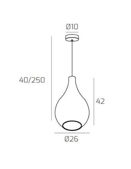Lampada a sospensione Drop a goccia Ø 26 in vetro soffiato fumè, base cromo, E27 | Top Light -TOP LIGHT