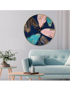Orologio da parete Pampas Ø 80 cm in resina effetto marmo rosa e verde, oro | Artidea -ARTIDEA