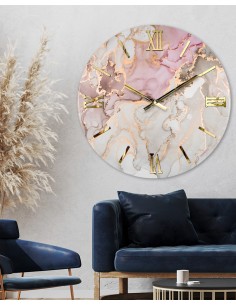 Orologio da parete Vanitoso Ø 60 cm effetto marmo rosa e oro, numeri oro | Artidea -ARTIDEA