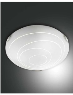 Plafoniera Ø 50 cm in vetro in lastra bianco e metallo, 3 luci E27 | Fabas Luce -FABAS LUCE