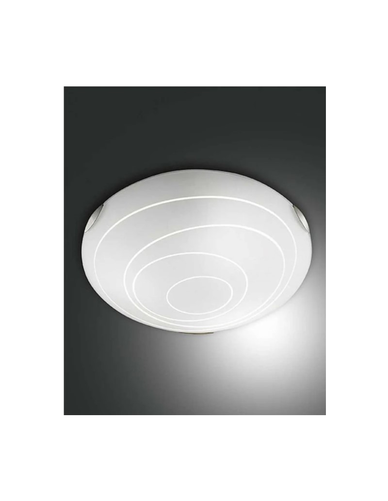 Plafoniera Ø 50 cm in vetro in lastra bianco e metallo, 3 luci E27 | Fabas Luce -FABAS LUCE